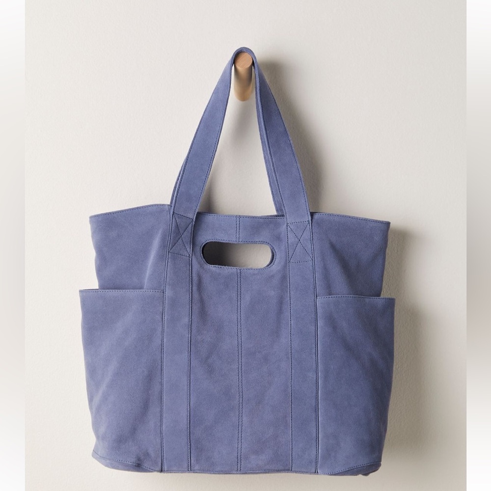Free People Caravan Suede Tote Bag in Dusty Blue Denim - Picture 5 of 17